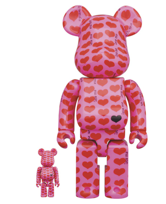 Bearbrick Hide Pink Heart 400% + 100%