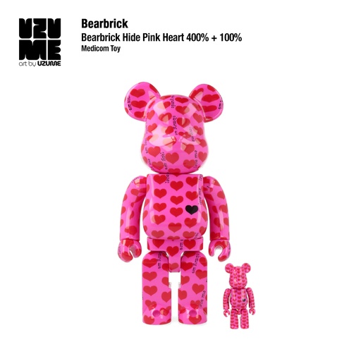 [Bearbrick] Bearbrick Hide Pink Heart 400% + 100%